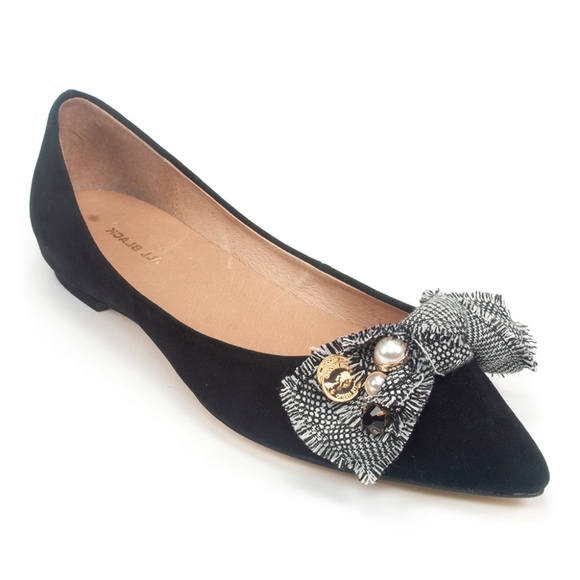 NIB Gorgeous Tweed Bow Pointed Toe Ballet Flat - Picture 1 of 4